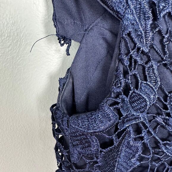 JS Collections Navy Cap Sleeve Lace Midi Dress Womens Size 2 - Picture 8 of 8